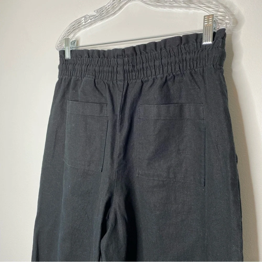 Banana Republic Black Hemp Cotton Blend Wide Leg Paperbag Pant